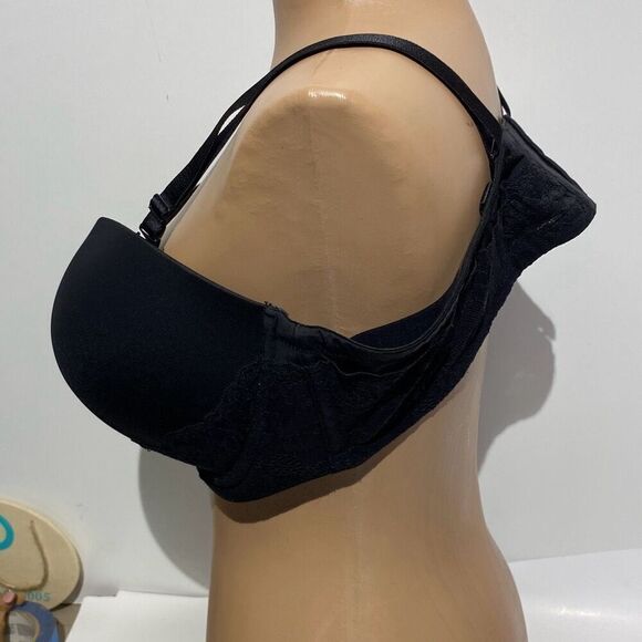 Torrid Women's Black Feel The Fit Lace Trim Underwire Push Up Bra Size 40DD - Picture 4 of 11